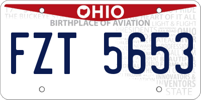 OH license plate FZT5653