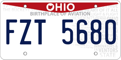 OH license plate FZT5680