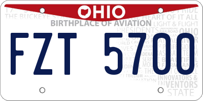 OH license plate FZT5700