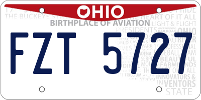 OH license plate FZT5727