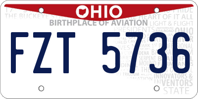 OH license plate FZT5736