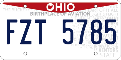 OH license plate FZT5785