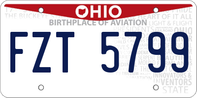 OH license plate FZT5799