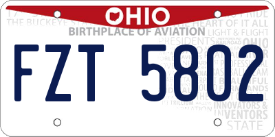 OH license plate FZT5802