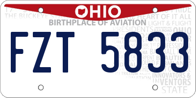 OH license plate FZT5833
