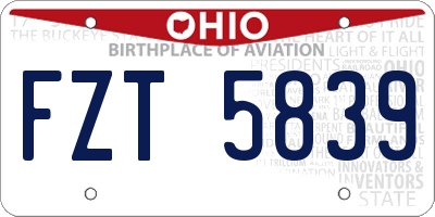 OH license plate FZT5839