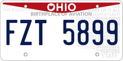 OH license plate FZT5899