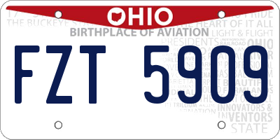 OH license plate FZT5909