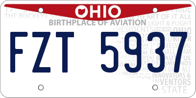 OH license plate FZT5937