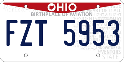 OH license plate FZT5953