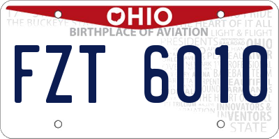 OH license plate FZT6010