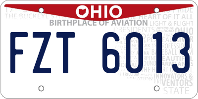 OH license plate FZT6013