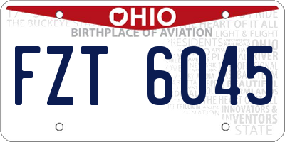 OH license plate FZT6045