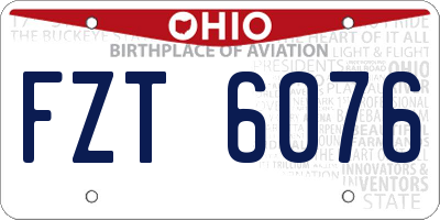 OH license plate FZT6076