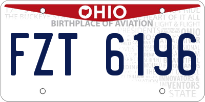 OH license plate FZT6196