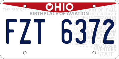 OH license plate FZT6372