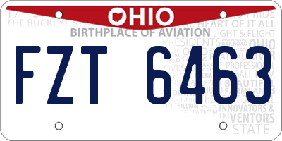OH license plate FZT6463