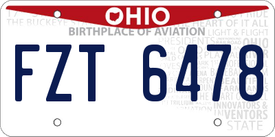 OH license plate FZT6478