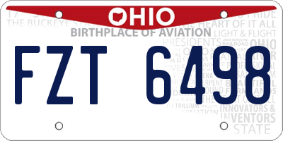 OH license plate FZT6498