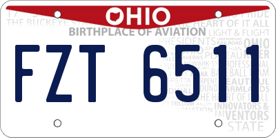 OH license plate FZT6511
