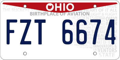 OH license plate FZT6674