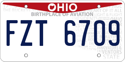 OH license plate FZT6709