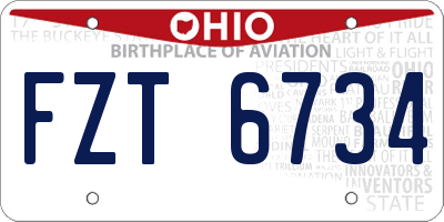 OH license plate FZT6734