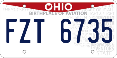 OH license plate FZT6735