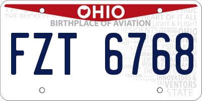 OH license plate FZT6768