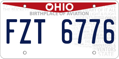 OH license plate FZT6776