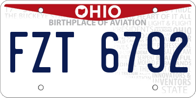 OH license plate FZT6792