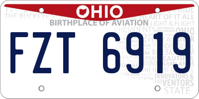 OH license plate FZT6919