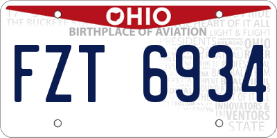 OH license plate FZT6934