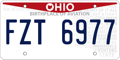 OH license plate FZT6977