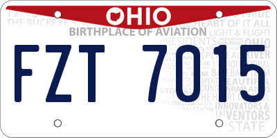 OH license plate FZT7015