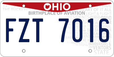 OH license plate FZT7016
