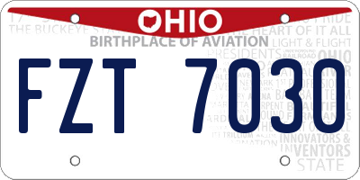 OH license plate FZT7030