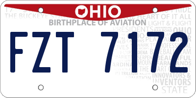 OH license plate FZT7172