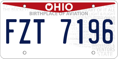 OH license plate FZT7196