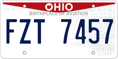 OH license plate FZT7457