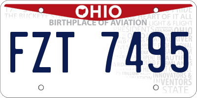 OH license plate FZT7495
