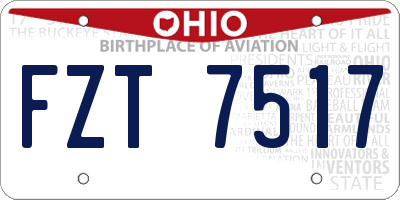 OH license plate FZT7517