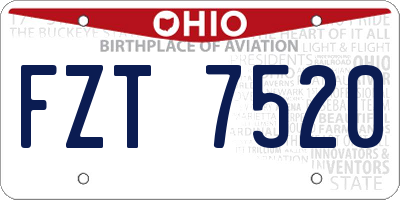 OH license plate FZT7520