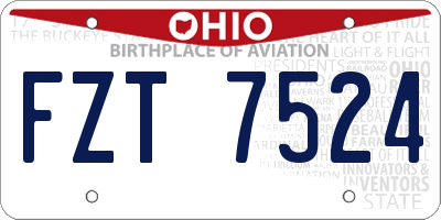 OH license plate FZT7524