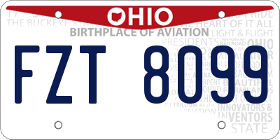 OH license plate FZT8099