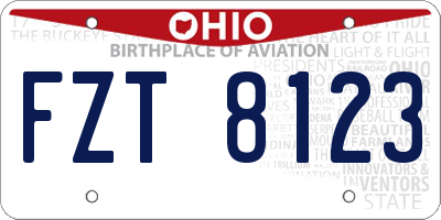 OH license plate FZT8123
