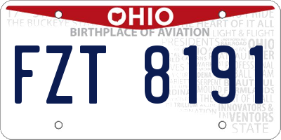 OH license plate FZT8191