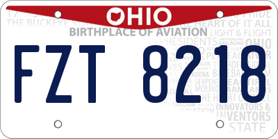 OH license plate FZT8218