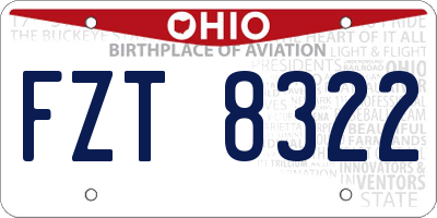 OH license plate FZT8322