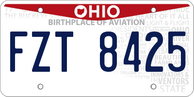OH license plate FZT8425